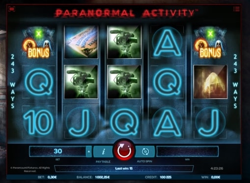 Символи ігрового автомата Paranormal Activity