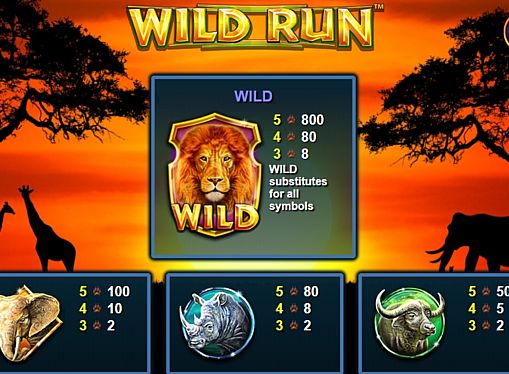 Таблиця виплат в ігровому апараті Wild Run