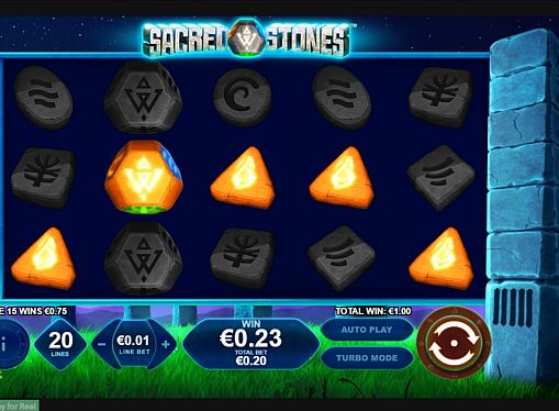 Призова комбінація з диким знаком в ігровому автоматі Sacred Stones