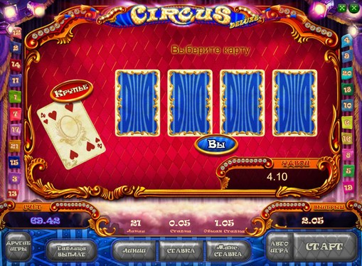 Ризик гра на подвоєння в апараті Circus HD 